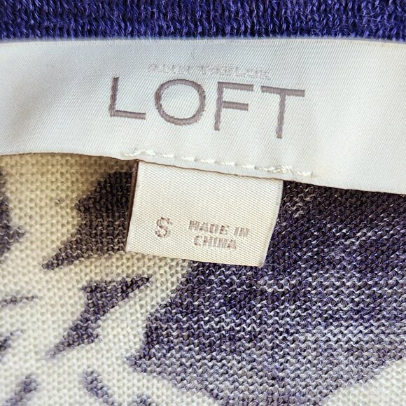 LOFT Purple/White Striped Mixed Media Cardigan Sweater Size Small - Picture 9 of 15